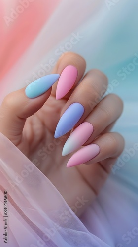 Pastel Ombre Nails with Matte Finish on Clean Background