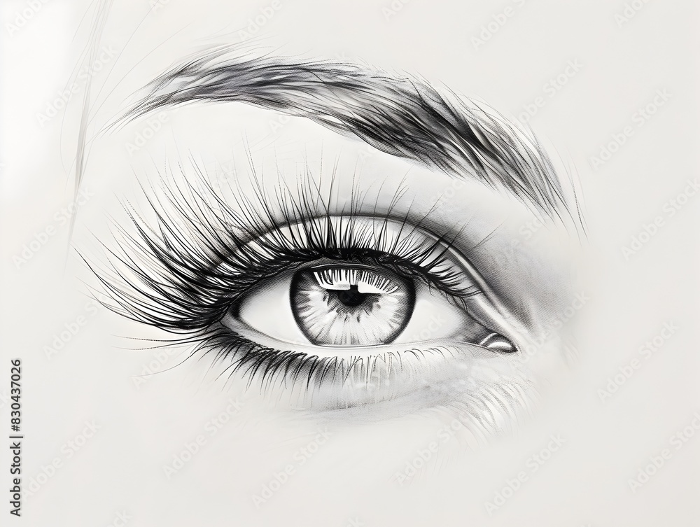 Obraz premium Striking Hybrid Eyelash Extensions Blending Volume and Classic Styles