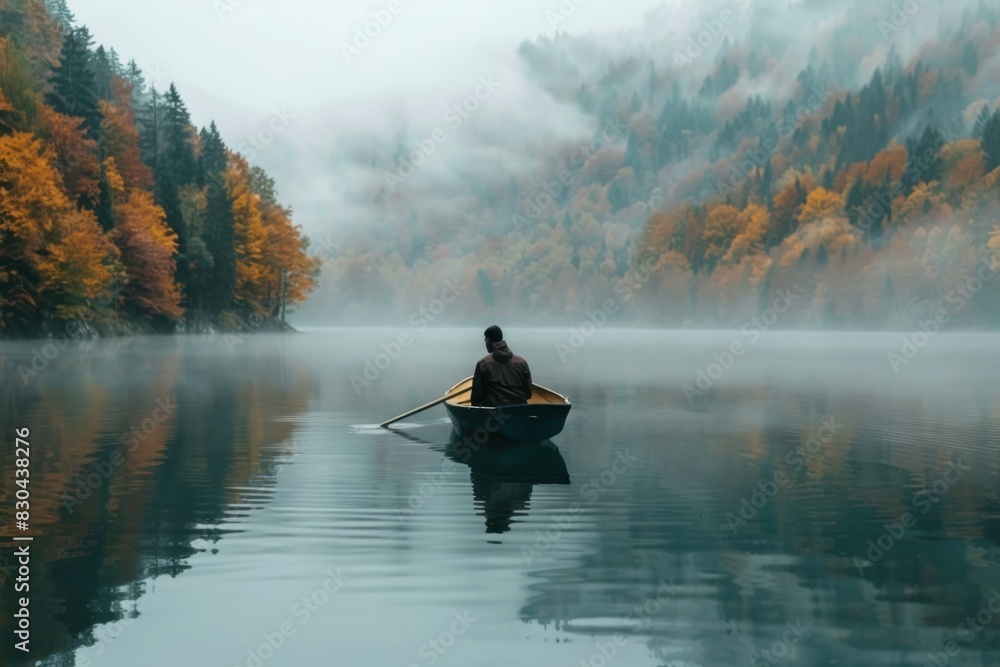 Boatman in a lake boat transportation recreation. Boatman in a lake boat transportation recreation.