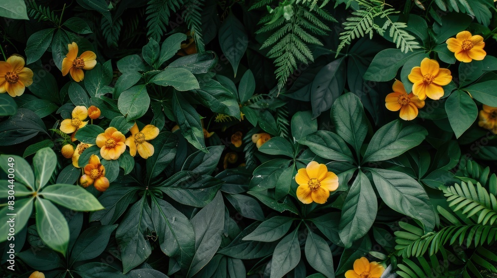 Beautiful plants with leaves and yellow flowers