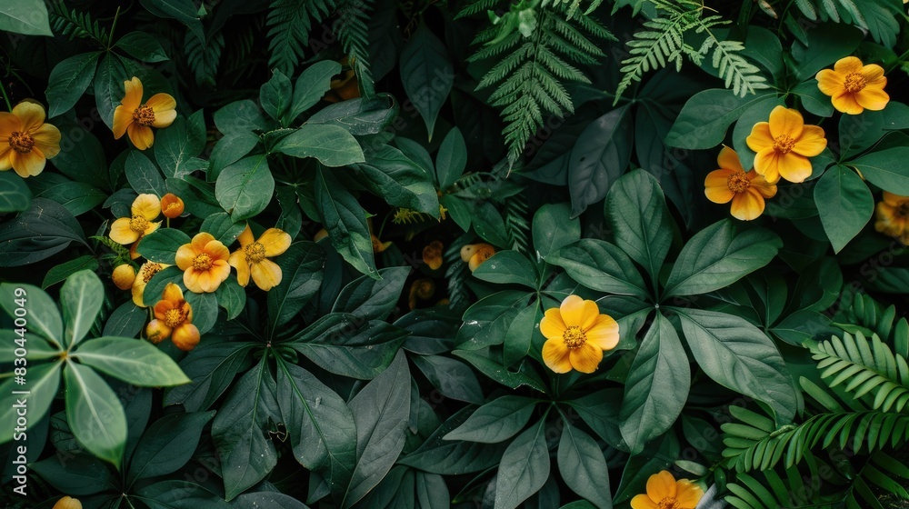Beautiful plants with leaves and yellow flowers Beautiful plants with leaves and yellow flowers