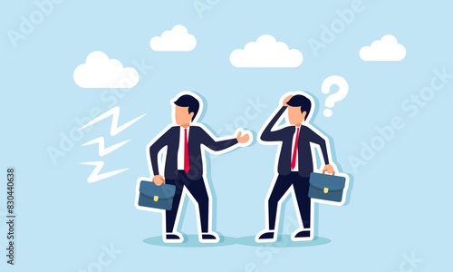 Manager blaming others for mistakes, making excuses, and being selfish, concept of Frustrated boss excuses his mistake and points blame at others