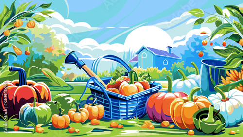 Bountiful Harvest Season in Idyllic Countryside Scene