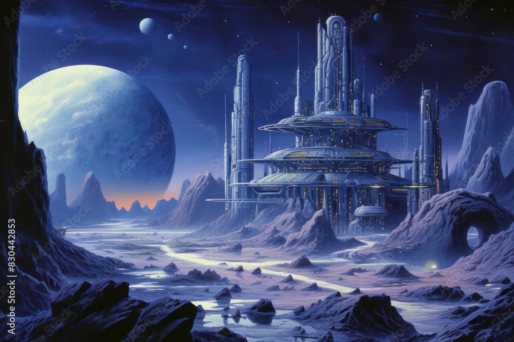 Fototapeta premium Exo planet astronomy space night.