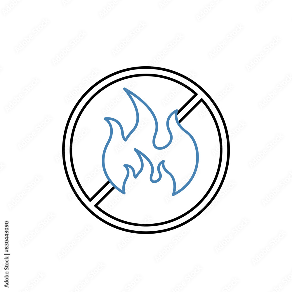no fire concept line icon. Simple element illustration. no fire concept outline symbol design. no fire concept line icon. Simple element illustration. no fire concept outline symbol design.