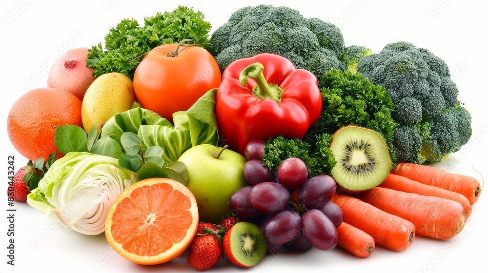 Fruits and vegetables isolated on a white background. Healthy food. Flat lay,top view. Fruits and vegetables isolated on a white background. Healthy food. Flat lay,top view.