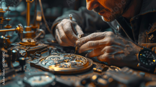 a man working on a watch in a shop