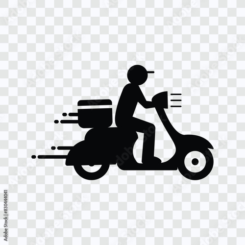 "Speedy Delivery Man on Motorcycle Vector Icon: Fast Shipping Illustration"