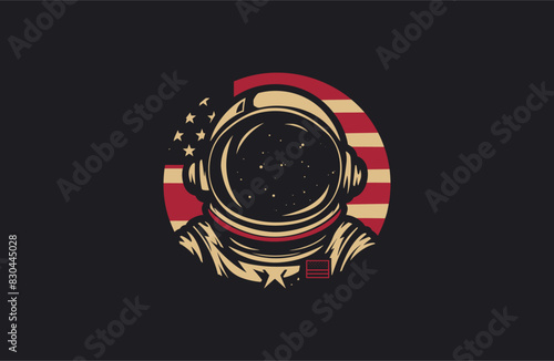 Astronaut logo vector icon illustration hipster vintage retro