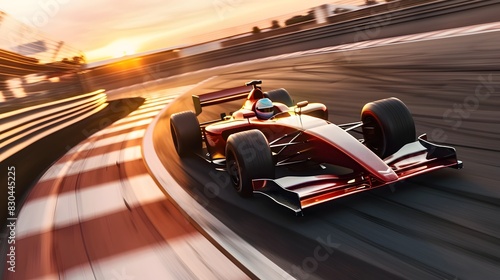 High Excitement Futuristic Formula Race Car Speeds Through Winding Track at Breakneck Pace