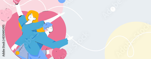 Happy Valentine's Day flat character vector concept business hand drawn illustration
