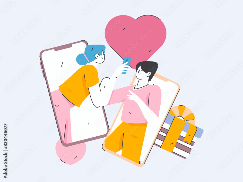 Happy Valentine's Day flat character vector concept business hand drawn illustration
Happy Valentine's Day flat character vector concept business hand drawn illustration