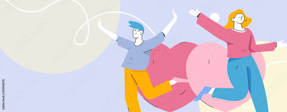 Happy Valentine's Day flat character vector concept business hand drawn illustration
Happy Valentine's Day flat character vector concept business hand drawn illustration