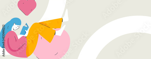 Happy Valentine's Day flat character vector concept business hand drawn illustration
