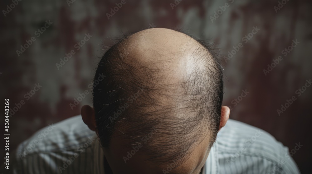 person's scalp with visible patches of hair loss, indicating alopecia person's scalp with visible patches of hair loss, indicating alopecia