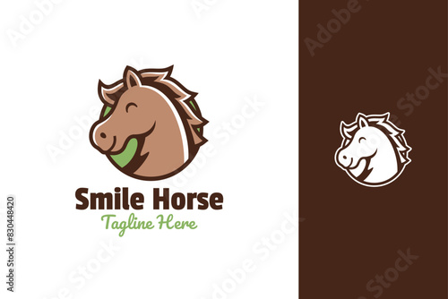 Smiling Horse Cartoon Logo Design