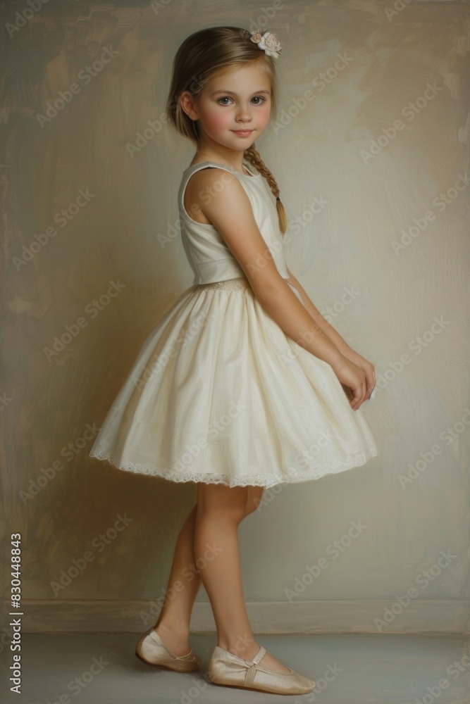 A ballet little girl elegance standing portrait. A ballet little girl elegance standing portrait.