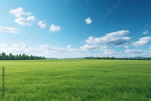 Green grassy park field outdoors landscape horizon.