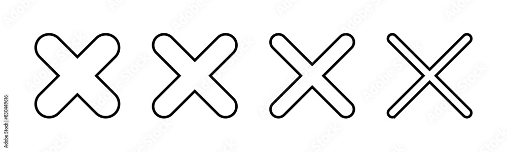 Fototapeta premium Close icon set. Delete icon vector. cross sign