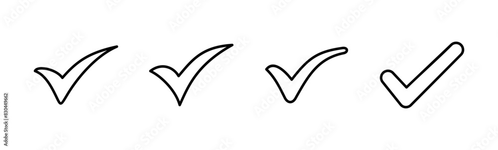 Check mark icon set. Check mark icon. Tick mark symbol vector Check mark icon set. Check mark icon. Tick mark symbol vector
