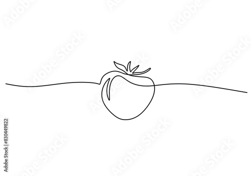 one continuous single line of tomato isolated on white background.Fruits food concept vector.