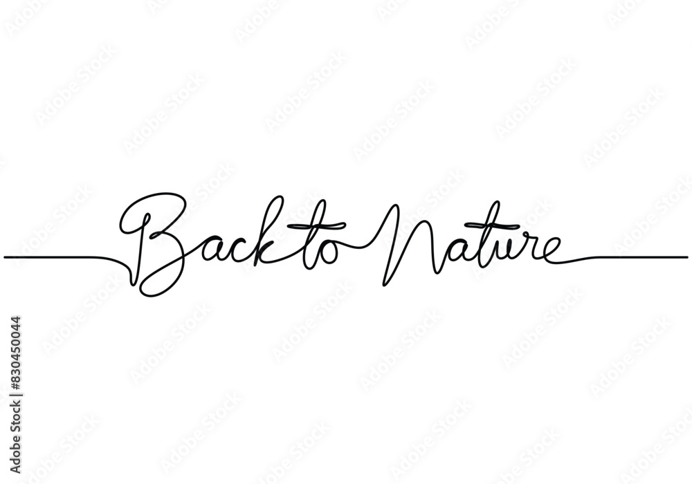 Back to nature handwritten inscription. One line phrase hand writing calligraphy card lettering. Back to nature handwritten inscription. One line phrase hand writing calligraphy card lettering.