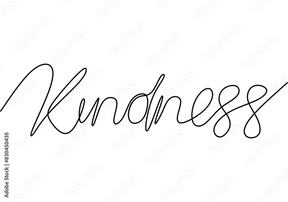 Kindness handwritten inscription. One line drawing phrase hand writing calligraphy card lettering. Kindness handwritten inscription. One line drawing phrase hand writing calligraphy card lettering.