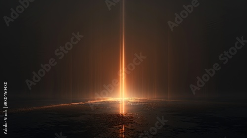 Empty futuristic dramatic sci-fi scene. Reflection of neon lights on wet asphalt. Dark background. Generative AI