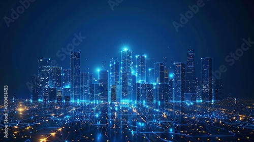 Wallpaper Mural Low Poly Smart City: Wi-Fi Network with Building Automation Features Torontodigital.ca