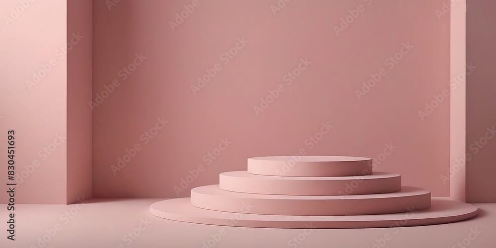 Obraz premium A Beautiful Light Pink Background Designed for Product Presentation, Featuring Podiums on Different Tiers, Adding Dimension and Sophistication to Your Display. 