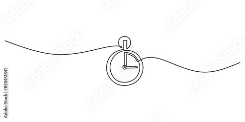 One continuous single line of stopwatch isolated on white background.