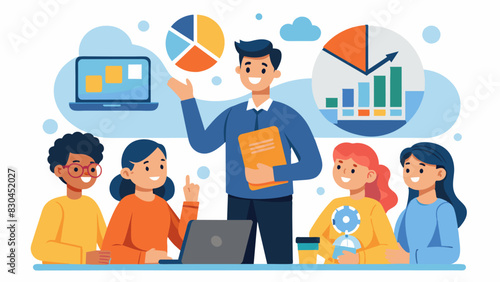 A financial literacy seminar for teenagers educating them on topics like credit budgeting and financial responsibility.. Vector illustration