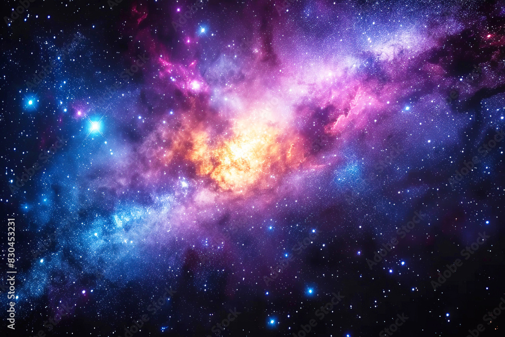 Deep space with nebulae, star galaxies. Astronomical universe colored landscape. AI generated.