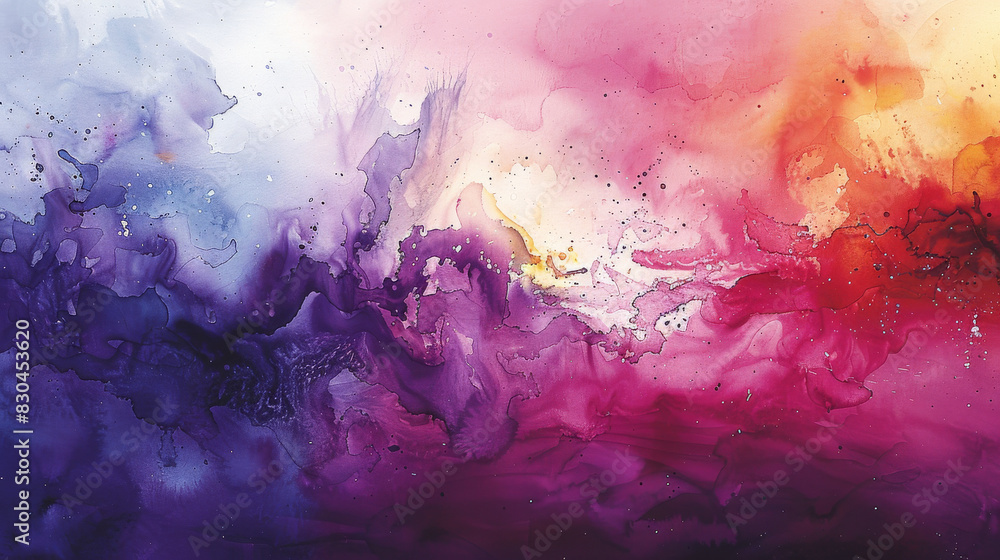Fototapeta premium A colorful painting of a galaxy with purple, blue, and red hues