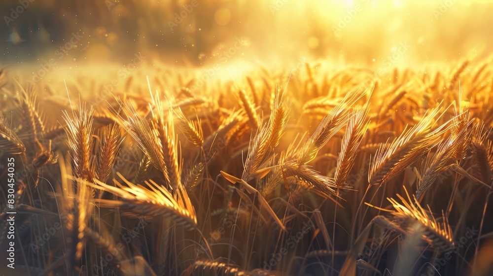 Fototapeta premium Ripe golden rye field with mature grain spikes symbolizing agriculture in the countryside during summer