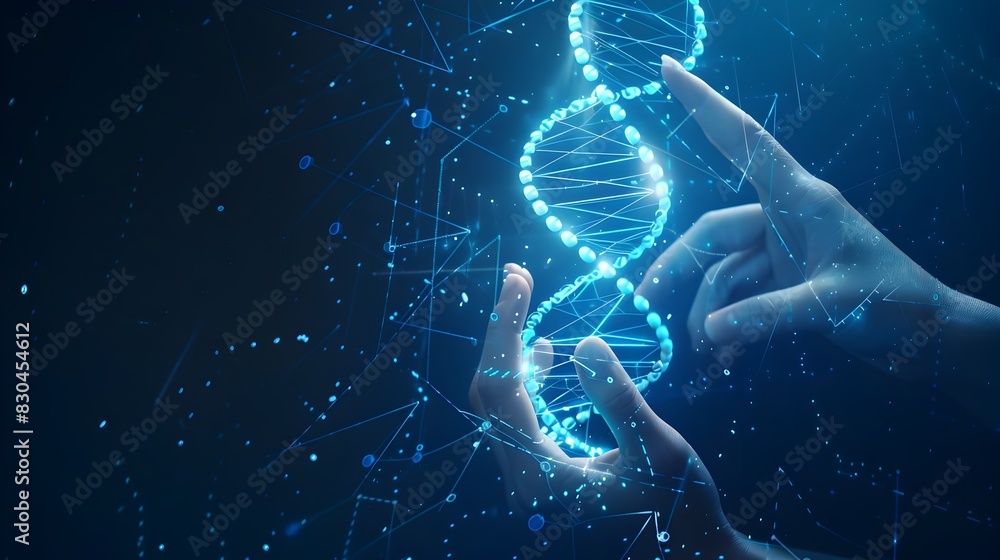Illuminated Digital Representation of DNA Molecule in Futuristic Scientific Research Environment Illuminated Digital Representation of DNA Molecule in Futuristic Scientific Research Environment