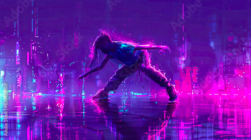 Abstract Urban Dancer in Vibrant Colors.