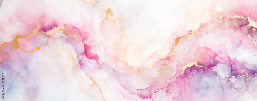 Horizontal alcohol ink art in pink tones on a white background Horizontal alcohol ink art in pink tones on a white background
