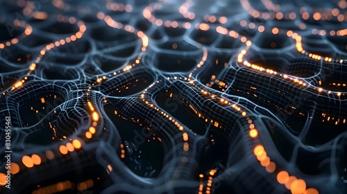 Wallpaper Mural Glowing Interconnected Digital Grid Illuminating Futuristic Technological Backdrop Torontodigital.ca