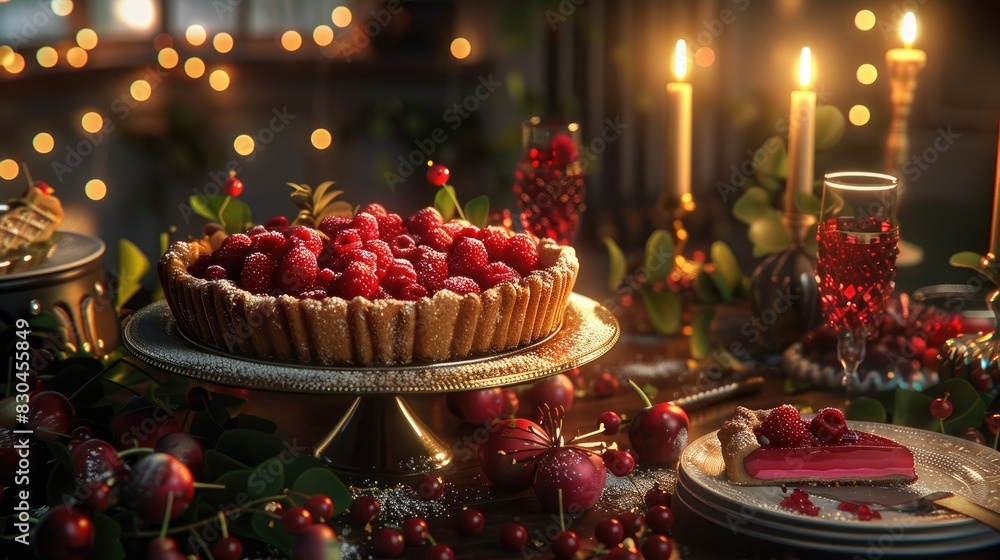 Pie in a celebratory setting Pie in a celebratory setting