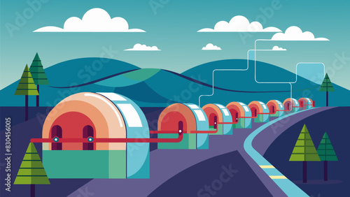 A network of underground tunnels used for transporting goods and services at ultrahigh speeds through magnetic levitation technology.. Vector illustration
