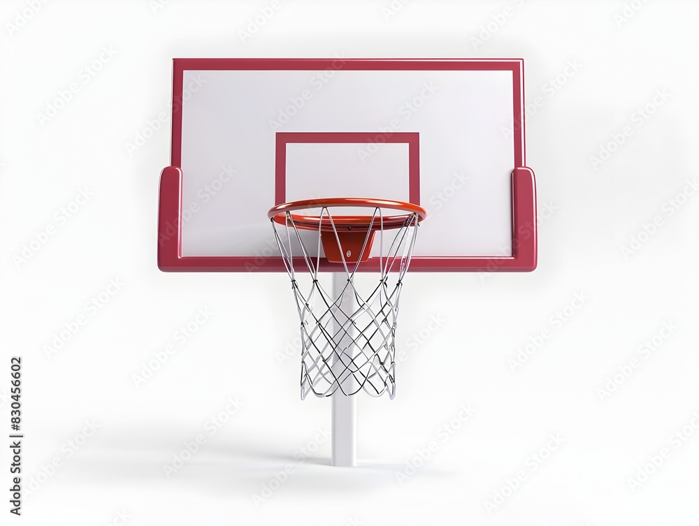 Minimalist Red Basketball Hoop and Netted Rim on White Background Minimalist Red Basketball Hoop and Netted Rim on White Background