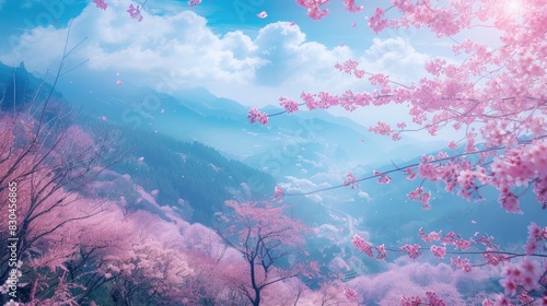 Cerulean sky and Kawazu cherry blossoms photo