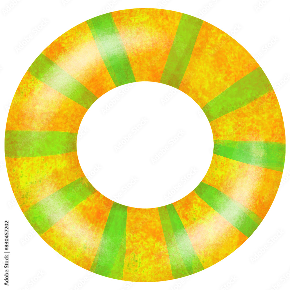 Obraz premium 黄色と緑色の浮き輪のイラスト