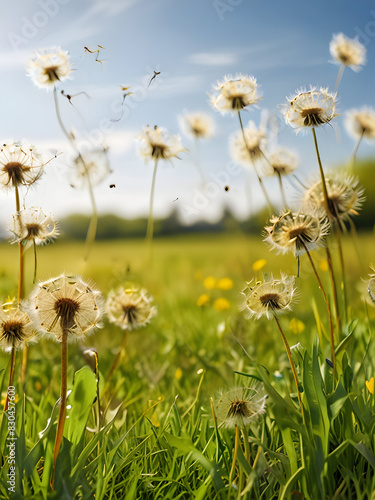 spring dandelion fields  pasture landscapes