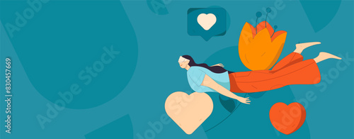 Happy Valentine's Day flat character vector concept business hand drawn illustration
