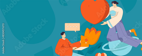 Happy Valentine's Day flat character vector concept business hand drawn illustration
