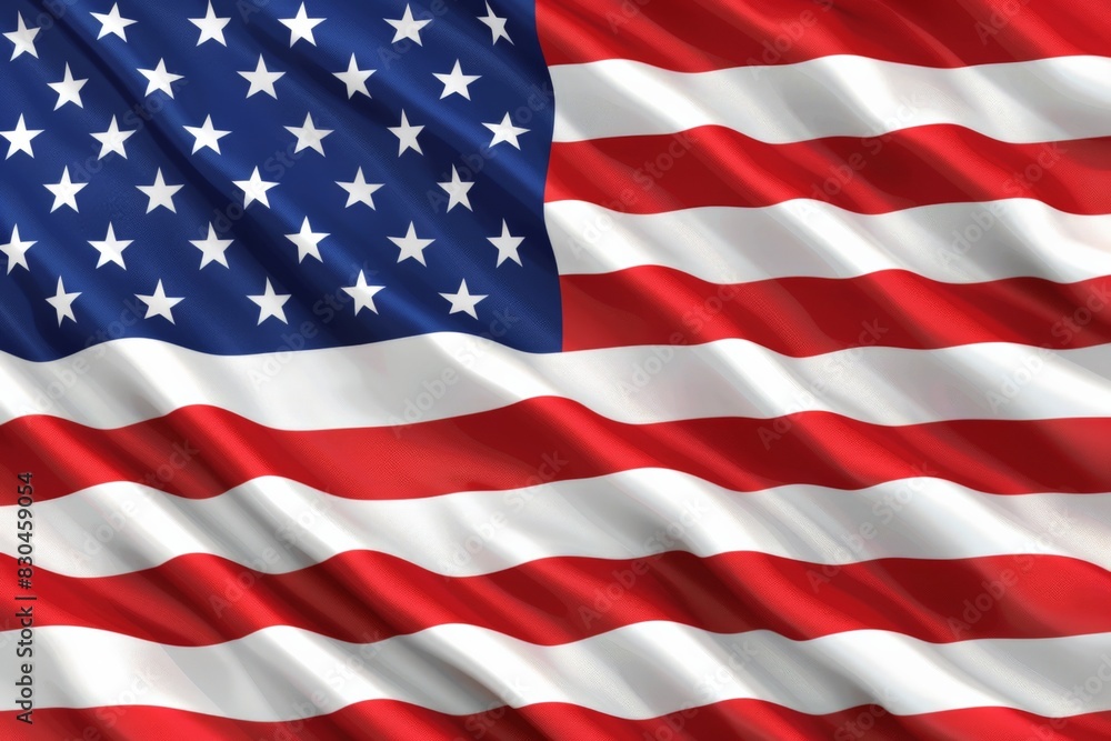 The American Flag is fluttering in the wind on Flag Day The American Flag is fluttering in the wind on Flag Day