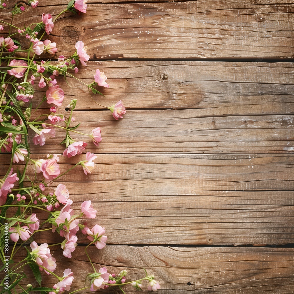 Pink Flowers on Wooden Surface Pink Flowers on Wooden Surface