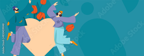 Happy Valentine's Day flat character vector concept business hand drawn illustration
